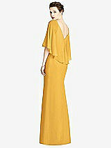 Rear View Thumbnail - NYC Yellow V-Back Trumpet Gown with Draped Cape Overlay