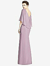 Rear View Thumbnail - Suede Rose V-Back Trumpet Gown with Draped Cape Overlay