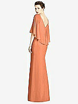 Rear View Thumbnail - Sweet Melon V-Back Trumpet Gown with Draped Cape Overlay