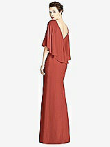 Rear View Thumbnail - Amber Sunset V-Back Trumpet Gown with Draped Cape Overlay