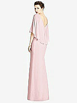 Rear View Thumbnail - Ballet Pink V-Back Trumpet Gown with Draped Cape Overlay