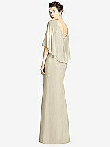 Rear View Thumbnail - Champagne V-Back Trumpet Gown with Draped Cape Overlay