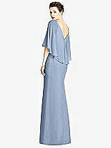 Rear View Thumbnail - Cloudy V-Back Trumpet Gown with Draped Cape Overlay