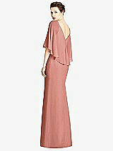 Rear View Thumbnail - Desert Rose V-Back Trumpet Gown with Draped Cape Overlay