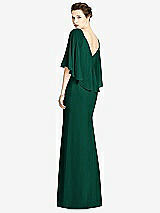 Rear View Thumbnail - Hunter Green V-Back Trumpet Gown with Draped Cape Overlay