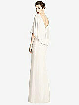 Rear View Thumbnail - Ivory V-Back Trumpet Gown with Draped Cape Overlay