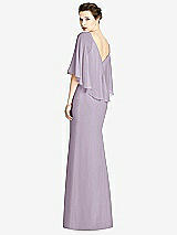Rear View Thumbnail - Lilac Haze V-Back Trumpet Gown with Draped Cape Overlay