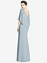 Rear View Thumbnail - Mist V-Back Trumpet Gown with Draped Cape Overlay