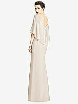 Rear View Thumbnail - Oat V-Back Trumpet Gown with Draped Cape Overlay