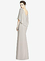 Rear View Thumbnail - Oyster V-Back Trumpet Gown with Draped Cape Overlay