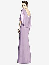 Rear View Thumbnail - Pale Purple V-Back Trumpet Gown with Draped Cape Overlay