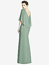 Rear View Thumbnail - Seagrass V-Back Trumpet Gown with Draped Cape Overlay