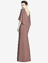 Rear View Thumbnail - Sienna V-Back Trumpet Gown with Draped Cape Overlay