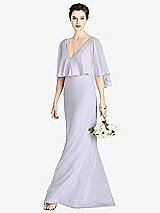 Front View Thumbnail - Silver Dove V-Back Trumpet Gown with Draped Cape Overlay
