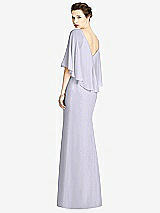 Rear View Thumbnail - Silver Dove V-Back Trumpet Gown with Draped Cape Overlay