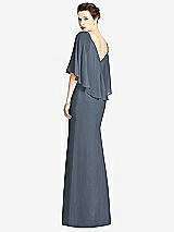 Rear View Thumbnail - Silverstone V-Back Trumpet Gown with Draped Cape Overlay