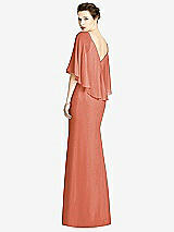 Rear View Thumbnail - Terracotta Copper V-Back Trumpet Gown with Draped Cape Overlay