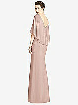 Rear View Thumbnail - Toasted Sugar V-Back Trumpet Gown with Draped Cape Overlay