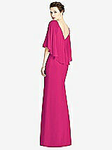 Rear View Thumbnail - Think Pink V-Back Trumpet Gown with Draped Cape Overlay