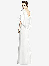 Rear View Thumbnail - White V-Back Trumpet Gown with Draped Cape Overlay