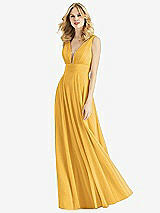 Front View Thumbnail - NYC Yellow & Light Nude Bella Bridesmaids Dress BB109
