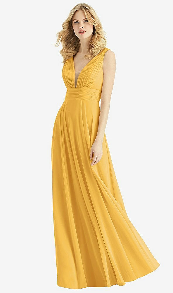 Front View - NYC Yellow & Light Nude Bella Bridesmaids Dress BB109