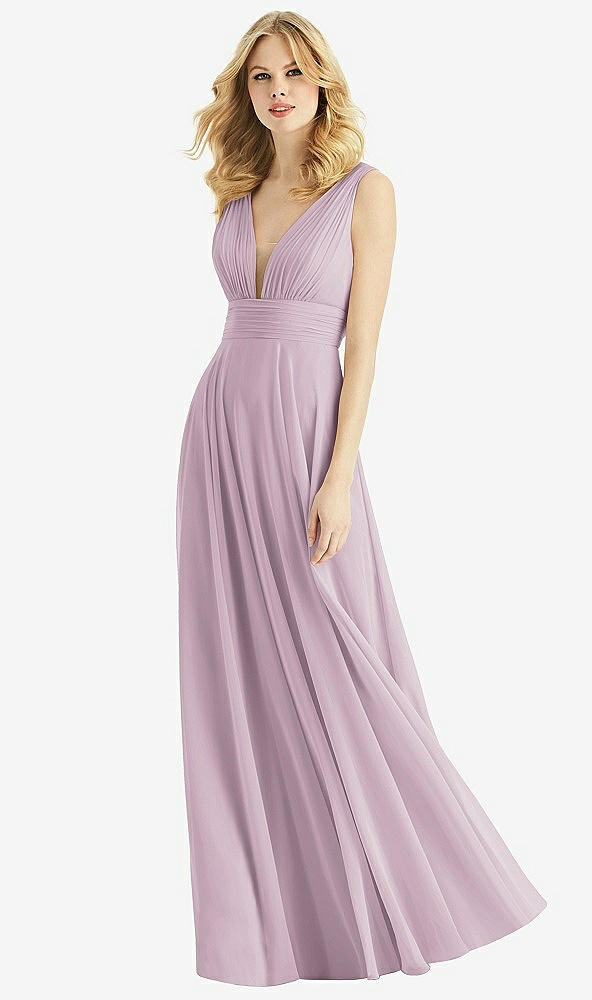Front View - Suede Rose & Light Nude Bella Bridesmaids Dress BB109