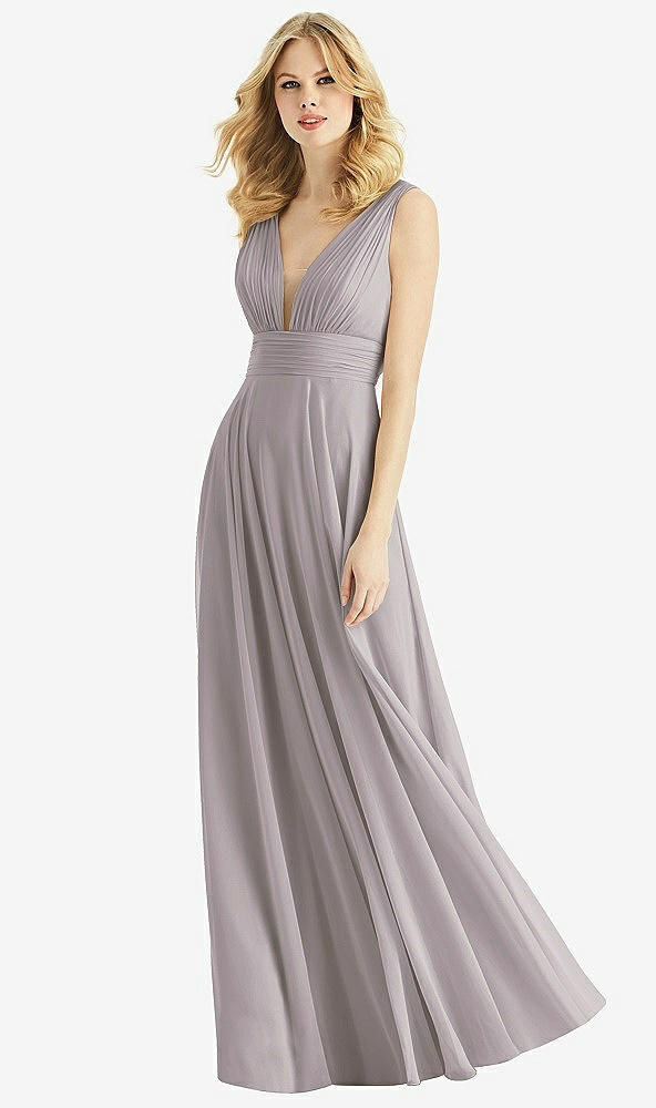 Front View - Cashmere Gray & Light Nude Bella Bridesmaids Dress BB109