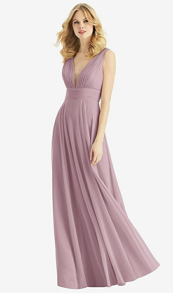 Front View - Dusty Rose & Light Nude Bella Bridesmaids Dress BB109