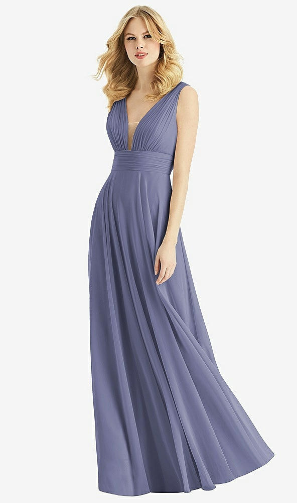 Front View - French Blue & Light Nude Bella Bridesmaids Dress BB109