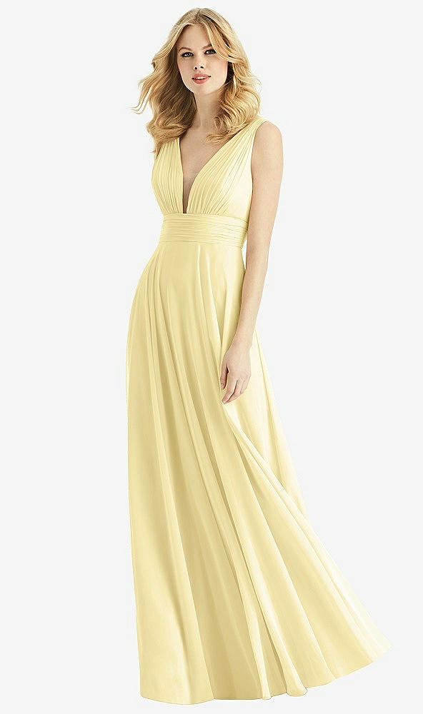 Front View - Pale Yellow & Light Nude Bella Bridesmaids Dress BB109