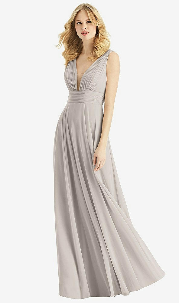 Front View - Taupe & Light Nude Bella Bridesmaids Dress BB109
