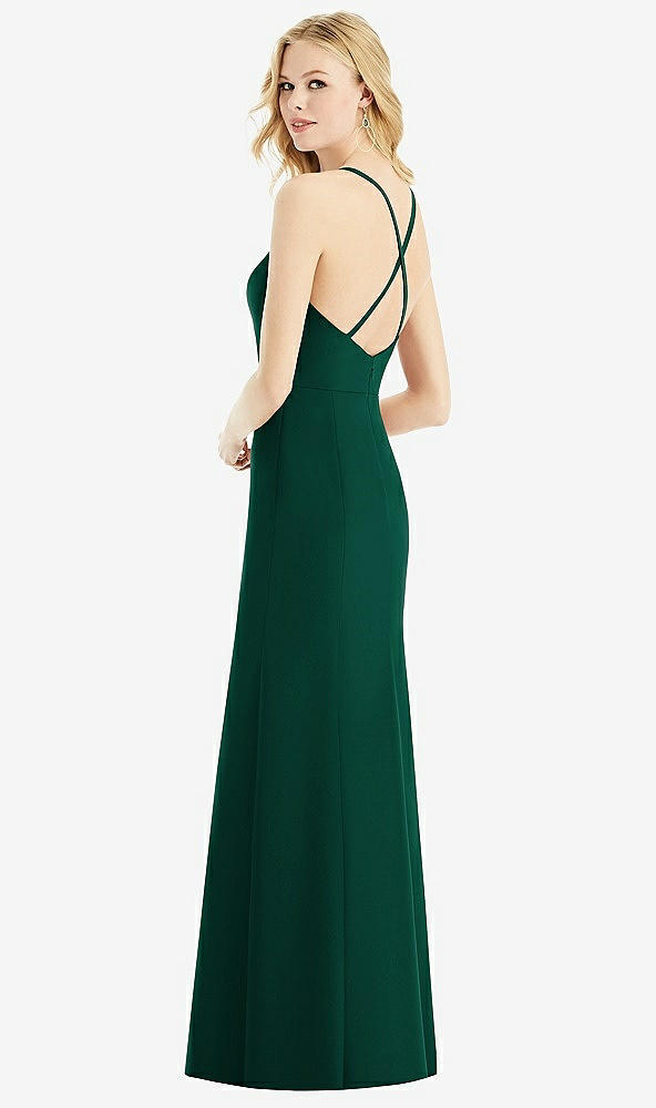 Back View - Hunter Green & Light Nude Bella Bridesmaids Dress BB111