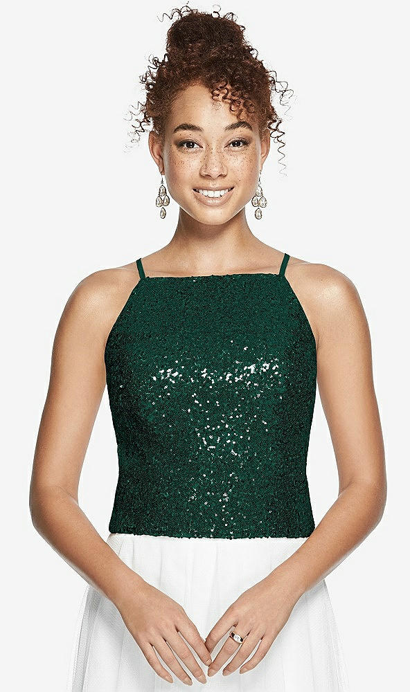 Front View - Hunter Green Dessy Bridesmaid Top T3009