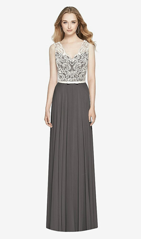 Front View - Caviar Gray & Ivory After Six Bridesmaid Dress 6773