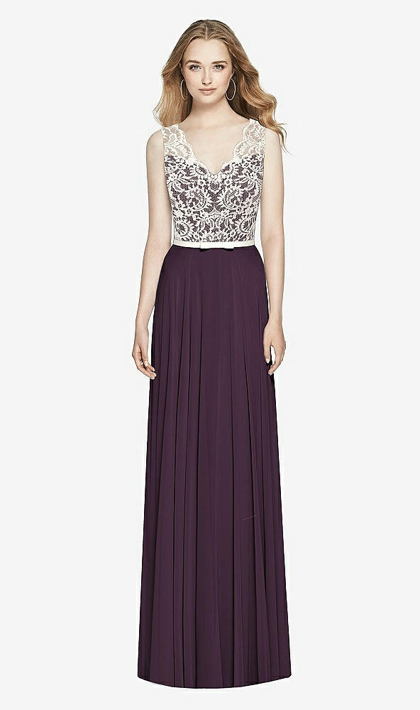 Front View - Aubergine & Ivory After Six Bridesmaid Dress 6773