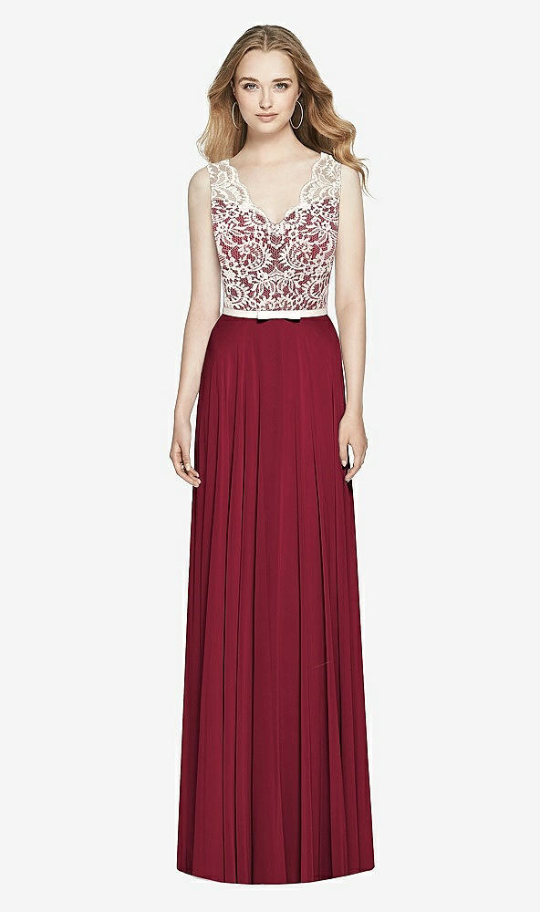 Front View - Burgundy & Ivory After Six Bridesmaid Dress 6773