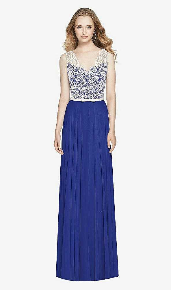 Front View - Cobalt Blue & Ivory After Six Bridesmaid Dress 6773