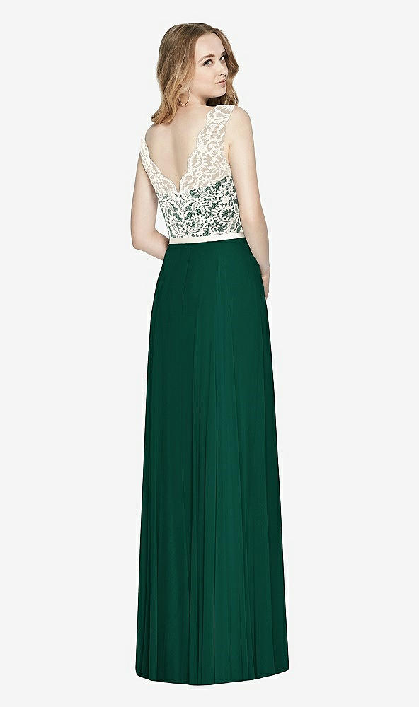 Back View - Hunter Green & Ivory After Six Bridesmaid Dress 6773