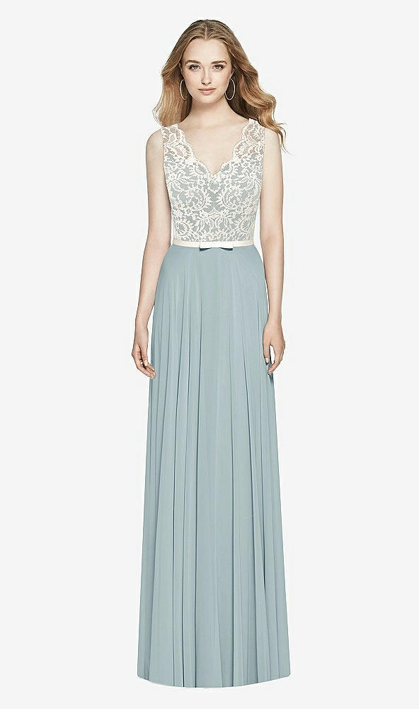 Front View - Morning Sky & Ivory After Six Bridesmaid Dress 6773