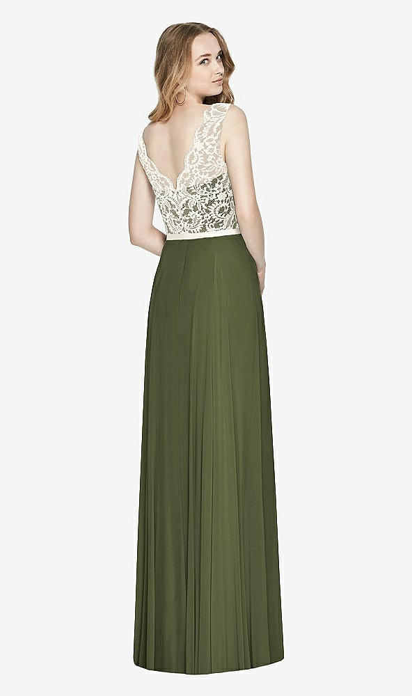 Back View - Olive Green & Ivory After Six Bridesmaid Dress 6773