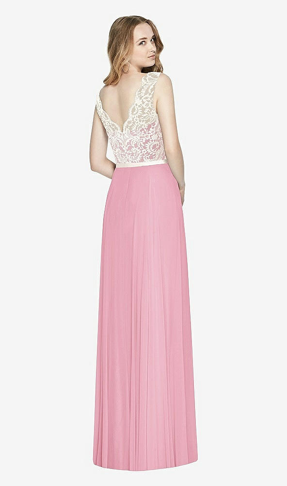 Back View - Peony Pink & Ivory After Six Bridesmaid Dress 6773