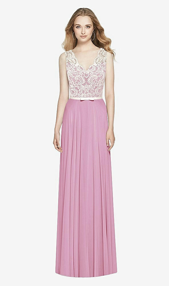 Front View - Powder Pink & Ivory After Six Bridesmaid Dress 6773