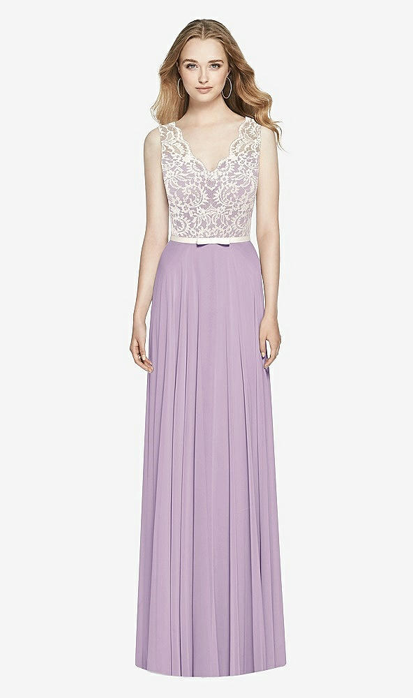 Front View - Pale Purple & Ivory After Six Bridesmaid Dress 6773