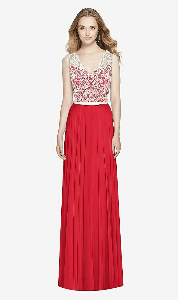 Front View - Parisian Red & Ivory After Six Bridesmaid Dress 6773
