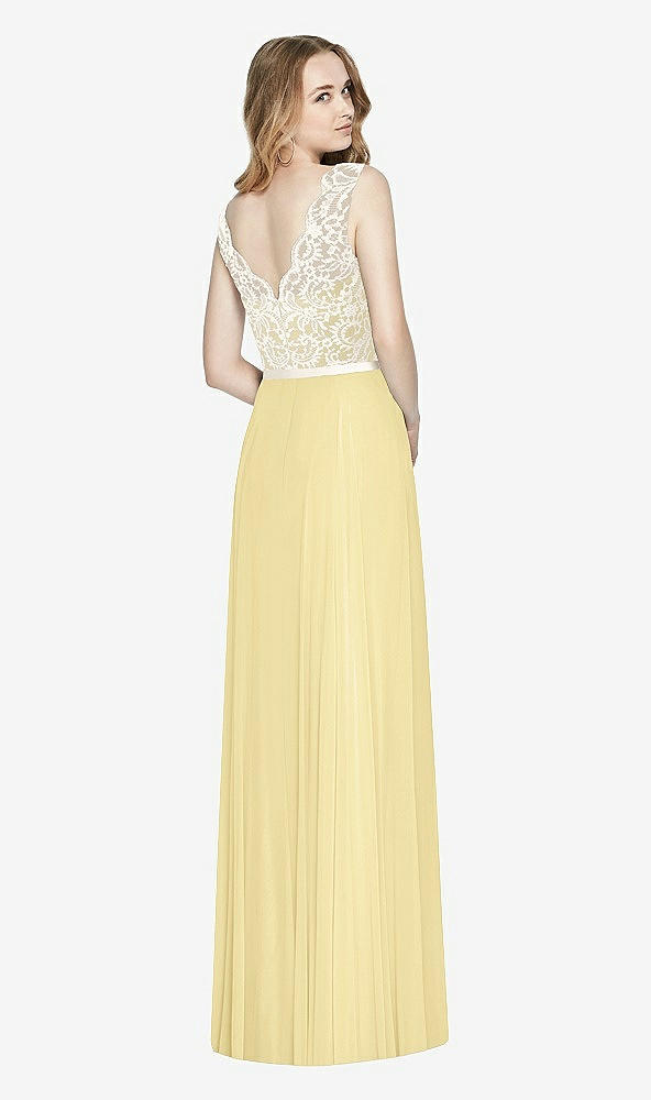 Back View - Pale Yellow & Ivory After Six Bridesmaid Dress 6773