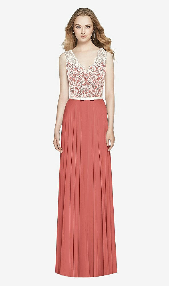 Front View - Coral Pink & Ivory After Six Bridesmaid Dress 6773
