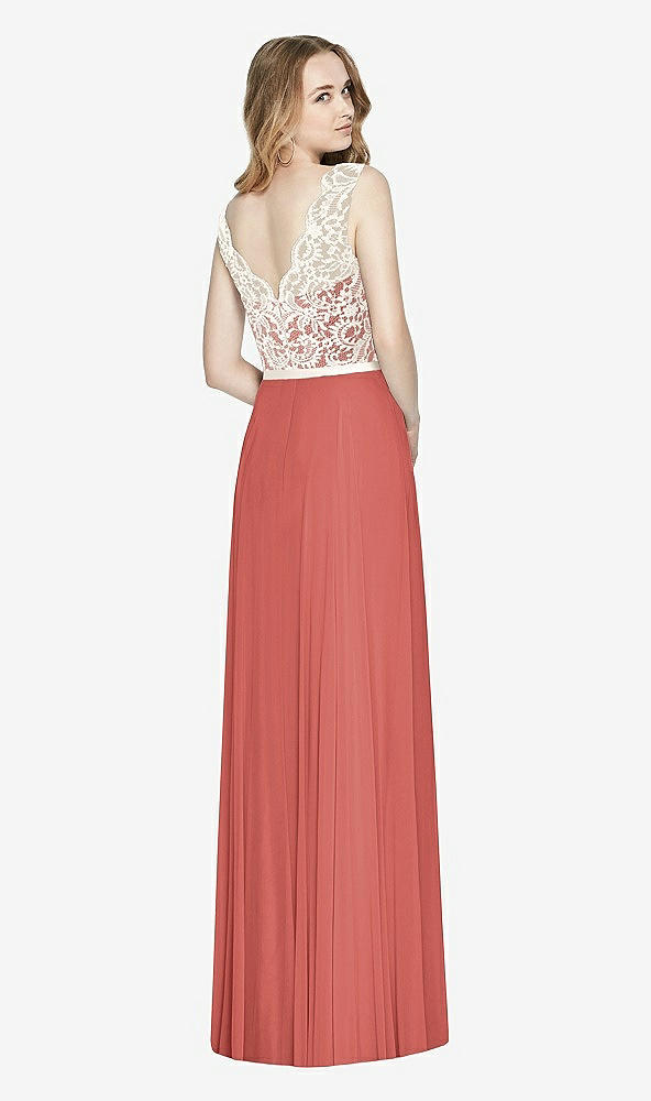 Back View - Coral Pink & Ivory After Six Bridesmaid Dress 6773