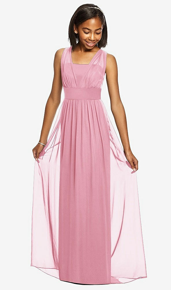 Front View - Peony Pink Dessy Collection Junior Bridesmaid Dress JR543