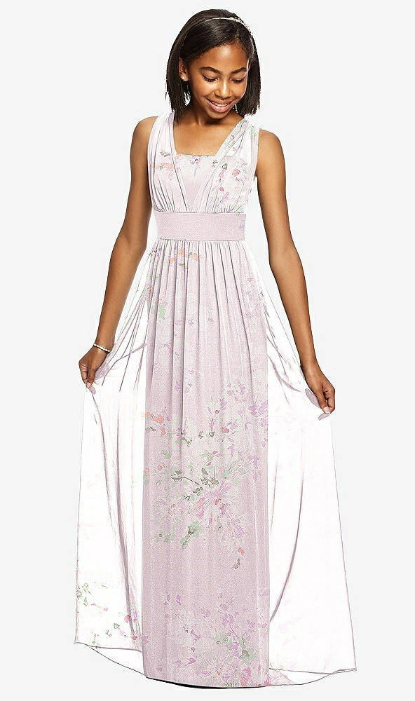 Front View - Watercolor Print Dessy Collection Junior Bridesmaid Dress JR543